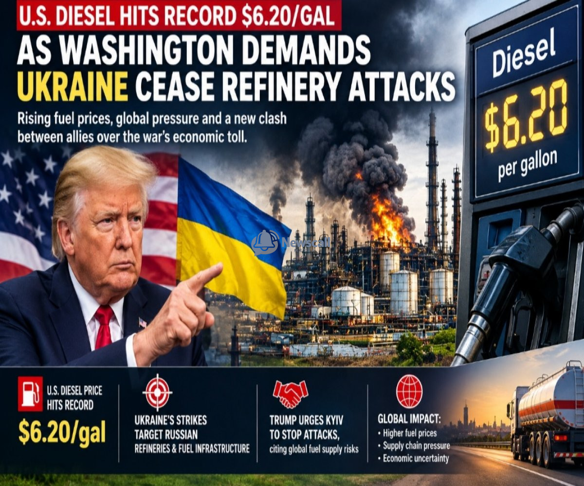 TRUMP WARNS UKRAINE OVER RUSSIAN REFINERY STRIKES AS U.S. DIESEL HITS RECORD $6.20