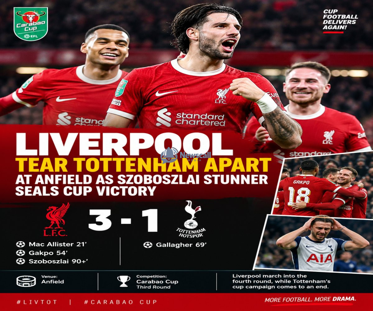 Liverpool Tear Tottenham Apart at Anfield as Szoboszlai Stunner Seals Cup Victory